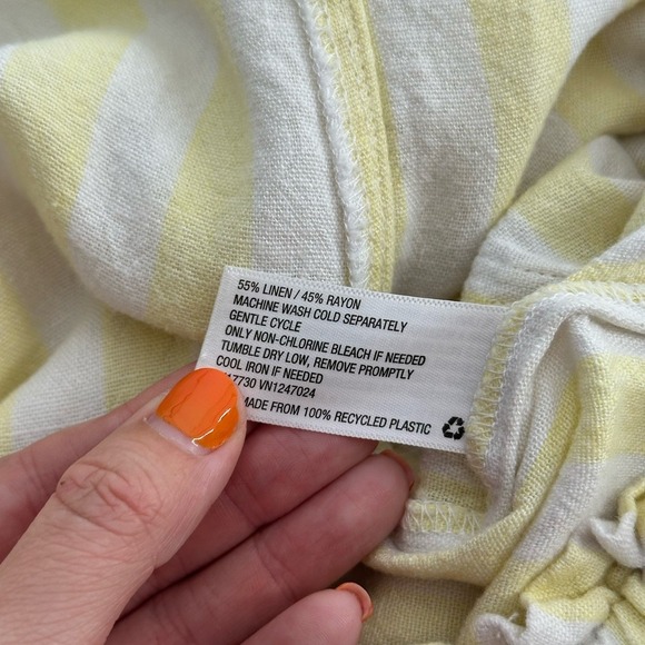 Stoney Clover x Target Jumpsuit XS Romper Yellow Striped Linen Wide Leg - Picture 8 of 9